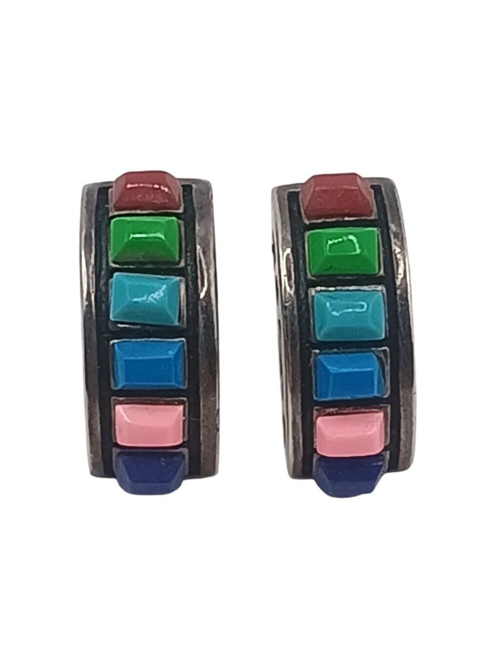 Vintage Silpada Multi Gemstone Turquoise Sterling Silver Earrings